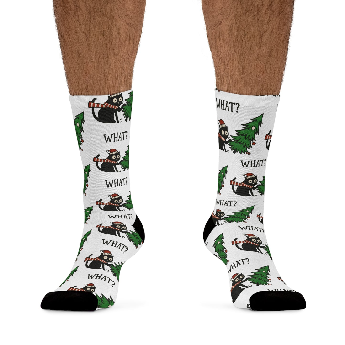 Funny Holiday Socks — 'What?!' Sloth with Christmas Tree Recycled Poly Socks