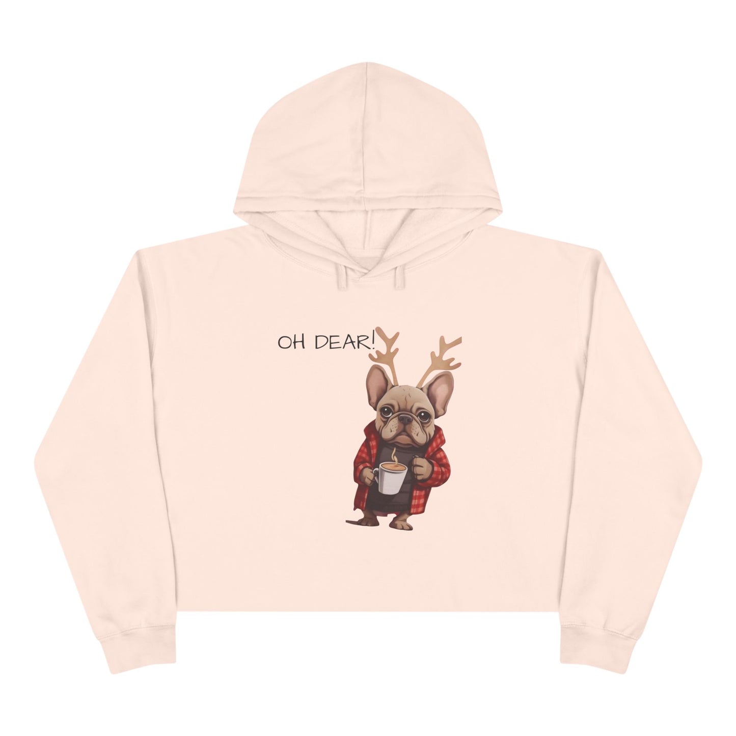 Oh Dear French Bulldog Reindeer Crop Hoodie
