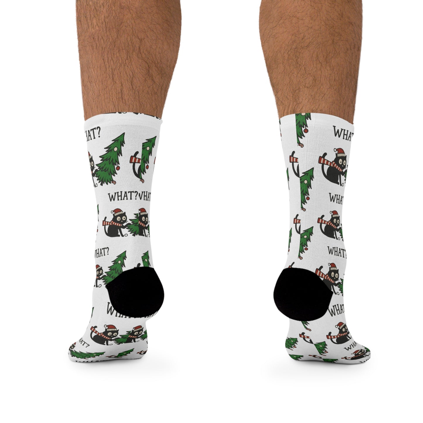 Funny Holiday Socks — 'What?!' Sloth with Christmas Tree Recycled Poly Socks