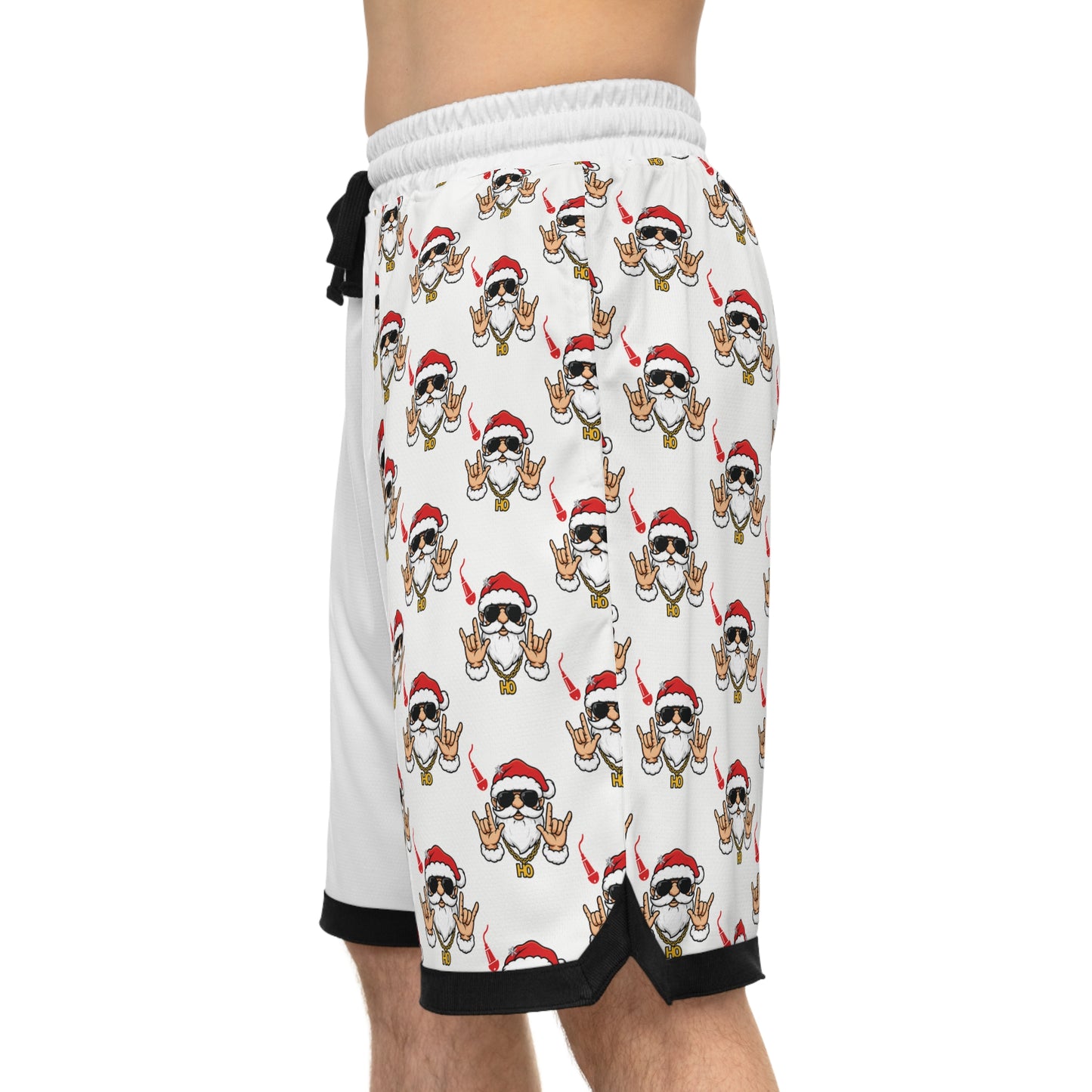 Christmas Skull Basketball Shorts — Santa Skull AOP Athletic Shorts