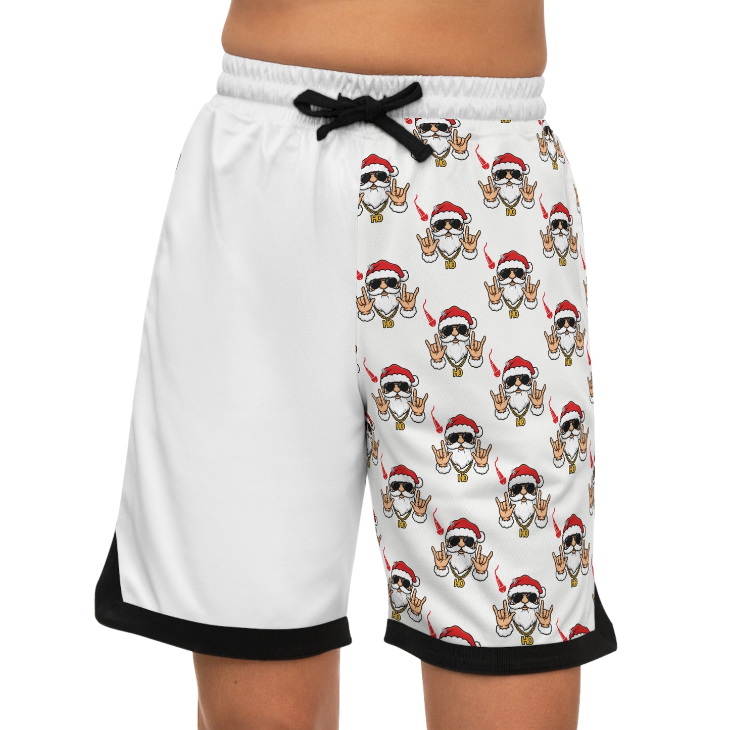 Christmas Skull Basketball Shorts — Santa Skull AOP Athletic Shorts