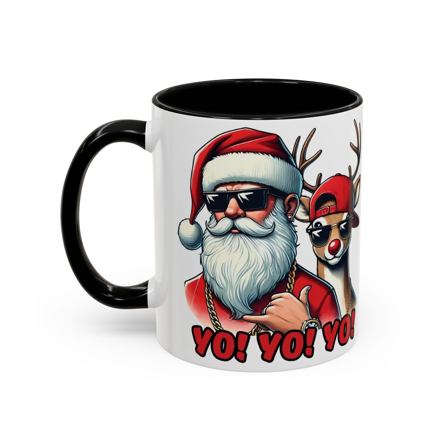 Christmas Hip Hop Santa & Reindeer Accent Coffee Mug (11/15oz)
