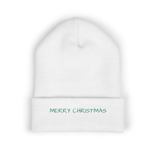 Merry Christmas Embroidered Cuffed Beanie