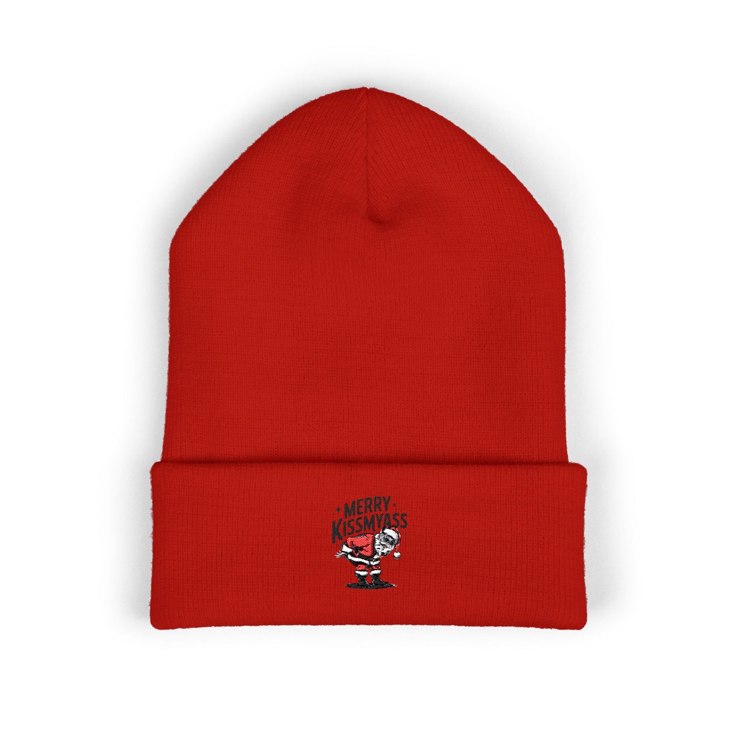 Embroidered 'Merry Kiss My Ass' Santa Beanie UNISEX
