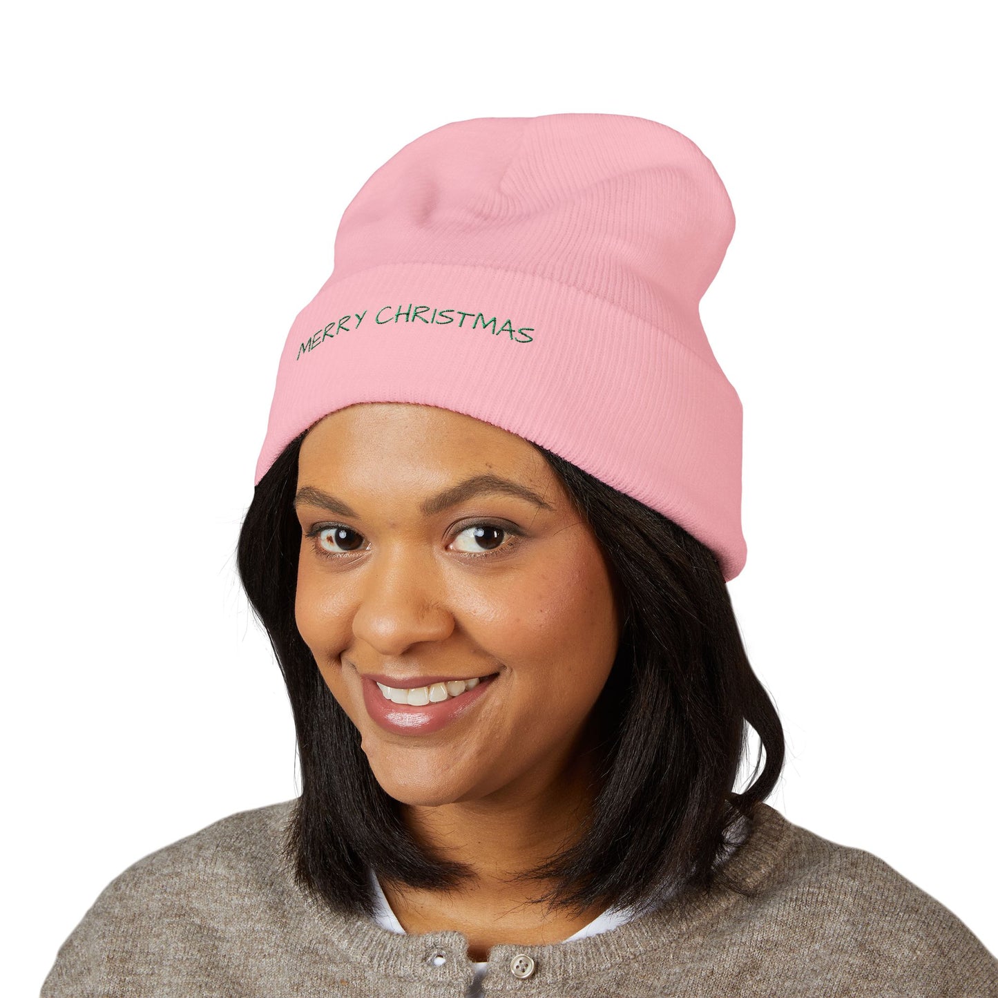 Merry Christmas Embroidered Cuffed Beanie