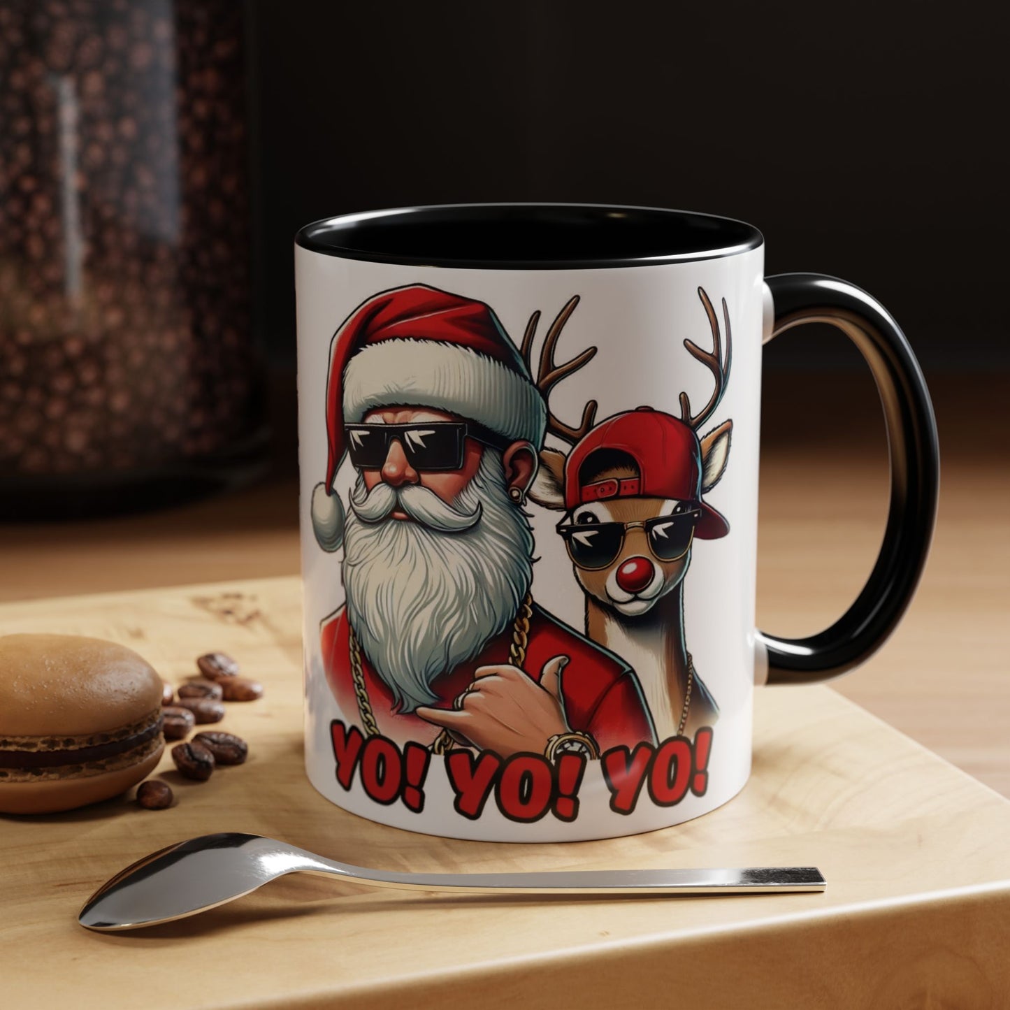 Christmas Hip Hop Santa & Reindeer Accent Coffee Mug (11/15oz)