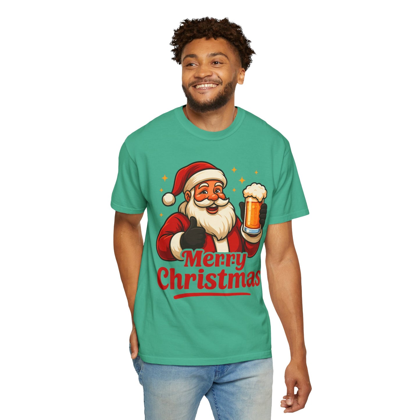 Merry Christmas Santa Holding Beer T-Shirt