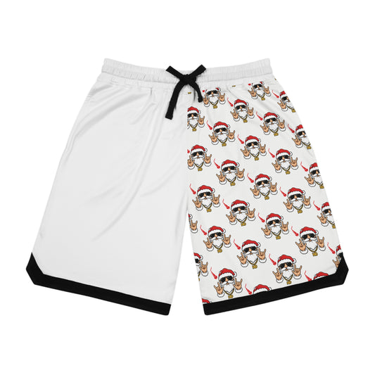 Christmas Skull Basketball Shorts — Santa Skull AOP Athletic Shorts