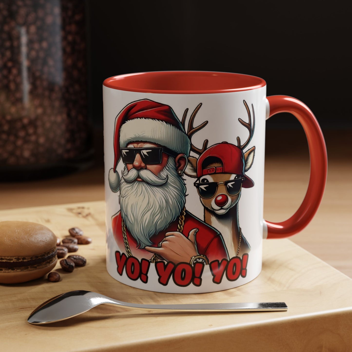 Christmas Hip Hop Santa & Reindeer Accent Coffee Mug (11/15oz)