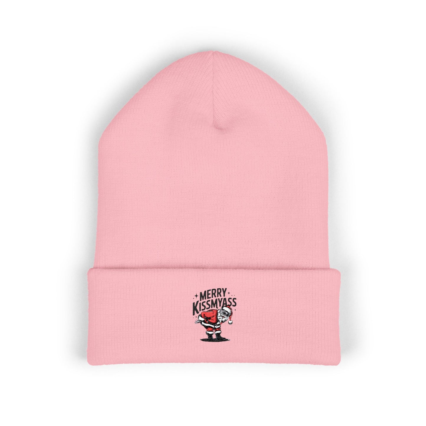 Embroidered 'Merry Kiss My Ass' Santa Beanie UNISEX