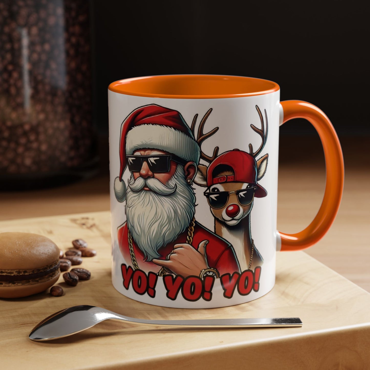 Christmas Hip Hop Santa & Reindeer Accent Coffee Mug (11/15oz)