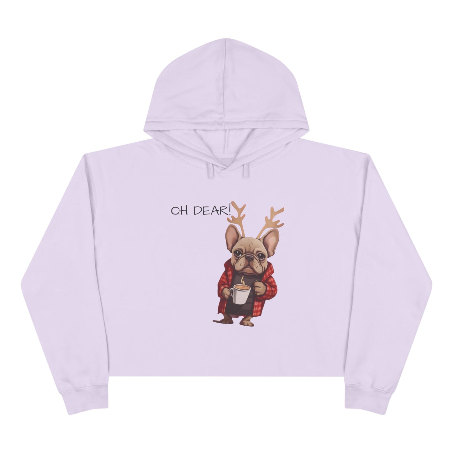Oh Dear French Bulldog Reindeer Crop Hoodie