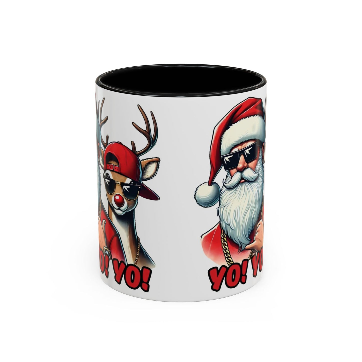 Christmas Hip Hop Santa & Reindeer Accent Coffee Mug (11/15oz)