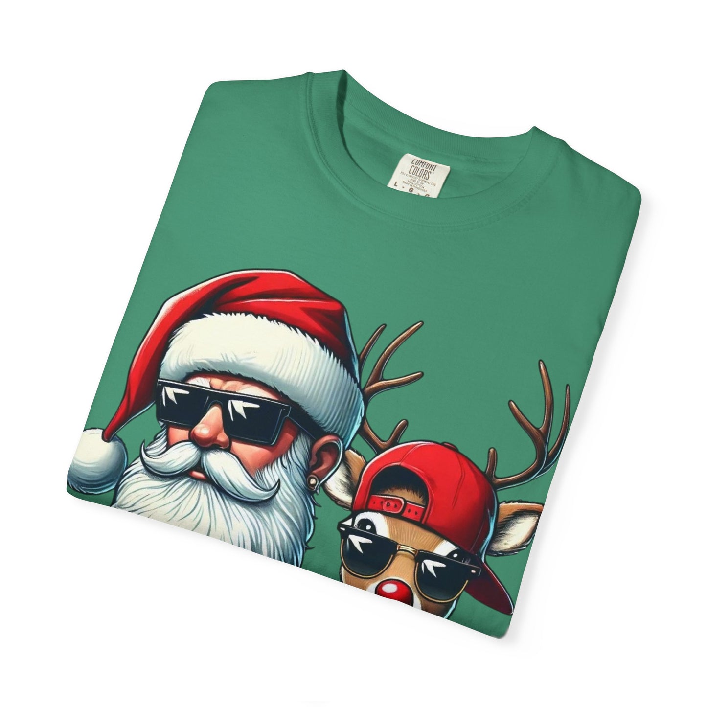 Santa & Cool Reindeer T-Shirt — 'YO! YO! YO!' Christmas Graphic Tee